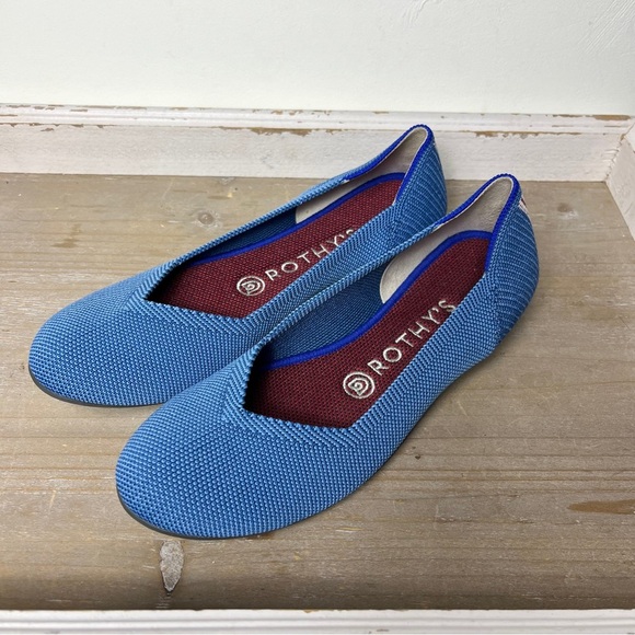 Rothy's The Flat Indigo Mini Stripe Knit Flats Washable Eco